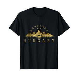 Budapest Hungary Skyline Souvenir Vintage T-Shirt Black Girls Med